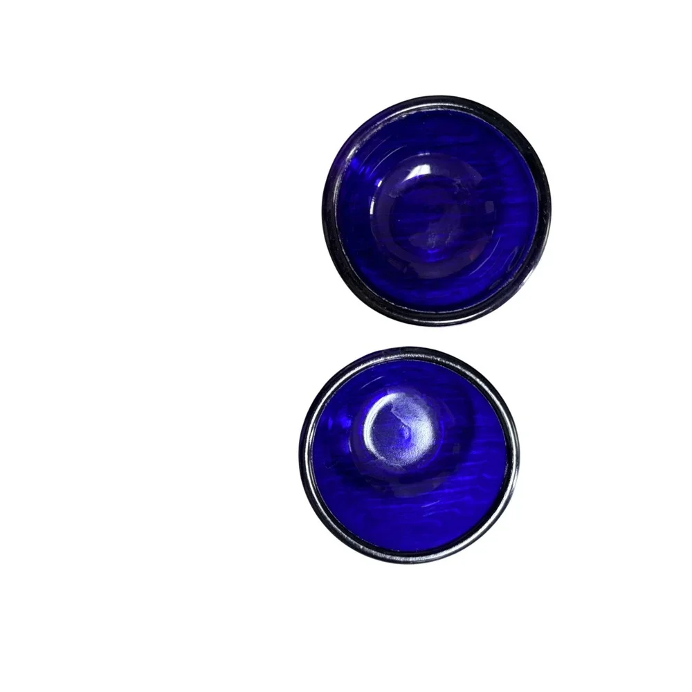 Vintage Cobalt Blue Glass Salt Cellars Pinch Bowls Set of 2 Round 2 Inch